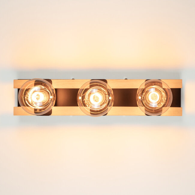 Black wall lamp, 3-light - Nolan