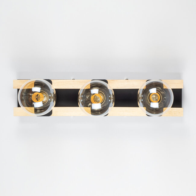 Black wall lamp, 3-light - Nolan