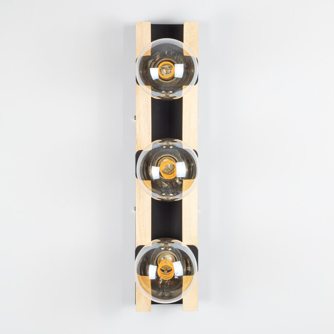 Black wall lamp, 3-light - Nolan