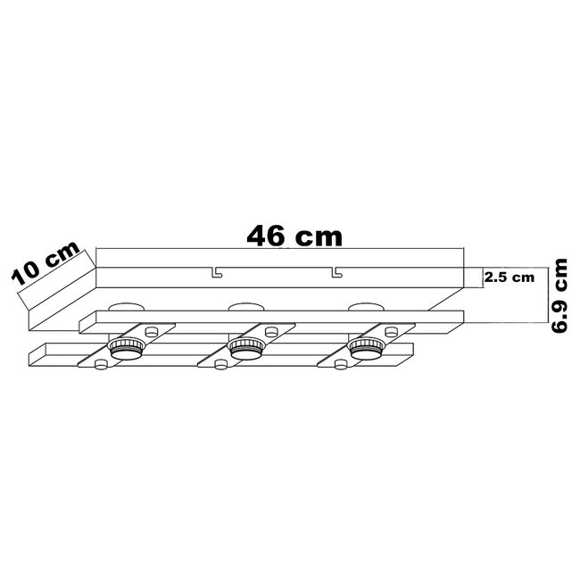 Black wall lamp, 3-light - Nolan