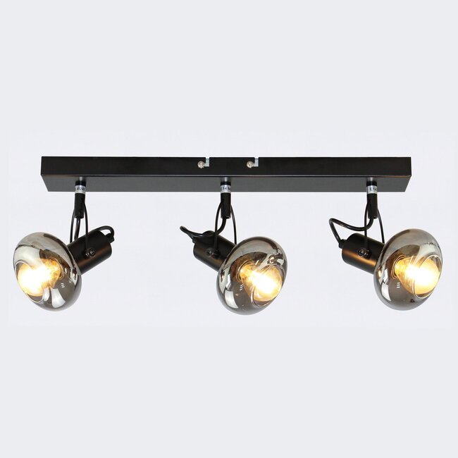 Ceiling light with smoked grey glass, 3-light - Elias