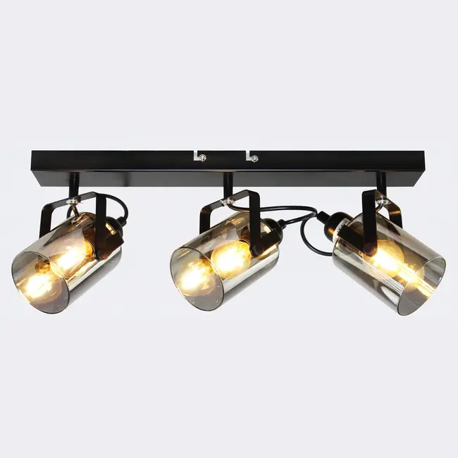 Ceiling lamp with smoked grey glass, 3-light - Maud