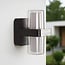 2-light outdoor wall light Diona - black with integrated LED