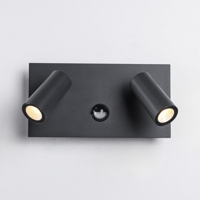 Outdoor wall light Filia with sensor and adjustable spotlights - anthracite
