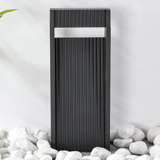 Outdoor floor lamp Andrew with ribbed design - black with integrated LED