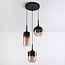 3-light pendant light Victor in amber glass - amber and black