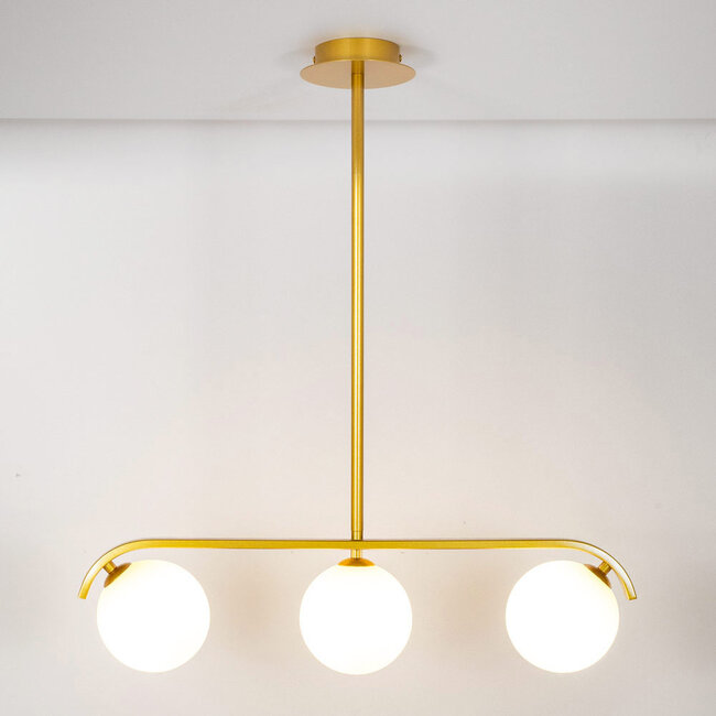 3-light pendant Marc with opal white glass