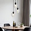 3-light pendant light Stockton - matt black with clear glass globes