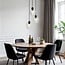 3-light pendant light Stockton - matt black with clear glass globes
