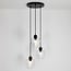 3-light pendant light Stockton - matt black with clear glass globes