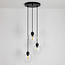 Design Matt black pendant lamp with transparent glass, 3-light - Stockton