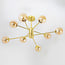 8-light ceiling light Idaho - sand gold with amber glass globes