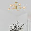 8-light ceiling light Idaho - sand gold with amber glass globes