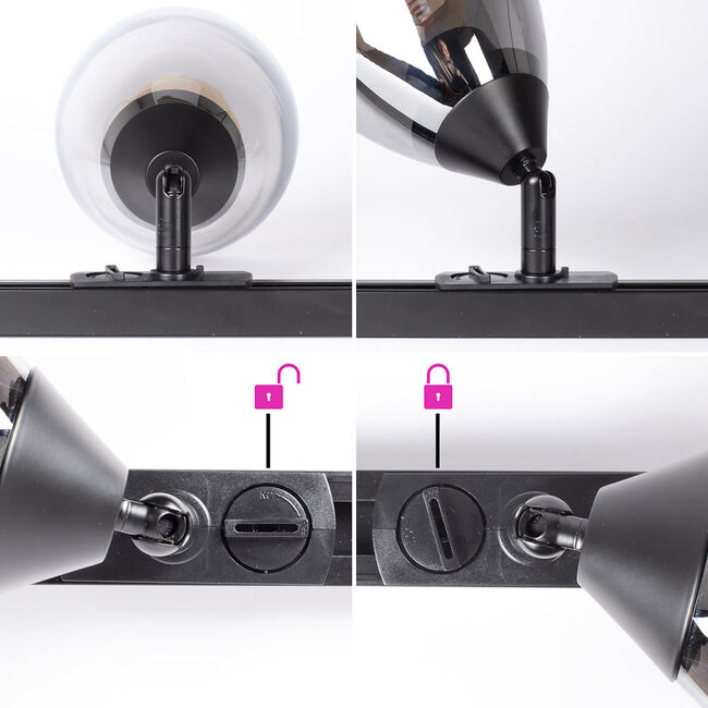 Modern 3-metre single-phase track lighting system with Jenna spotlights - ceiling lights