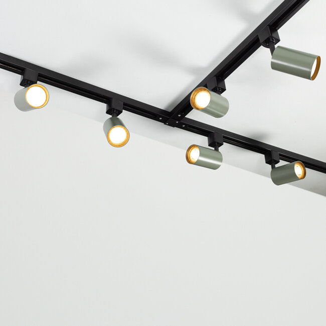 1-phase Track lighting system 3 metres - Romain Black with grey green