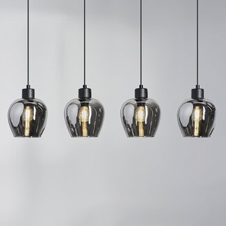 4-light pendant light Sanford with smoked glass
