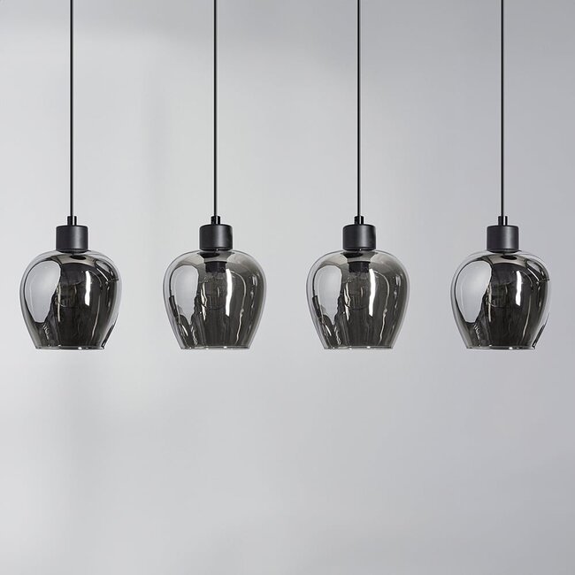 4-light pendant light Sanford with smoked glass