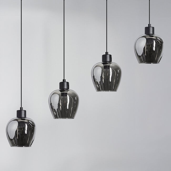 4-light pendant light Sanford with smoked glass