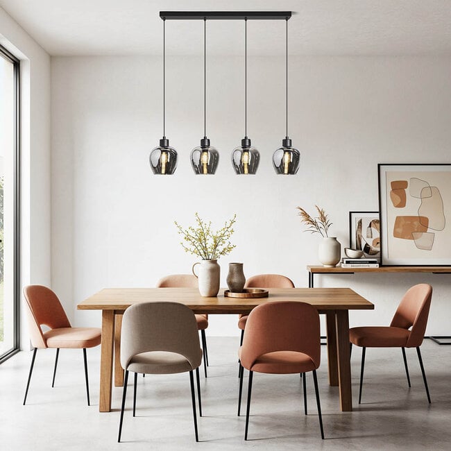 4-light pendant light Sanford with smoked glass