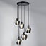 5-light pendant light Glendale with smoked glass