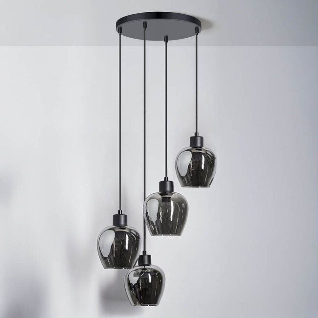 4-light pendant lamp with smoked glass - Raleigh