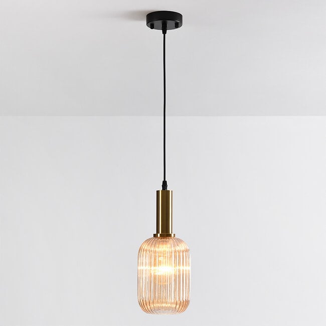 pendant light Sita with elongated ribbed glass