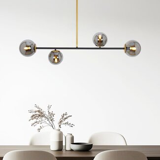 4-light designer pendant light Davy with glass globes