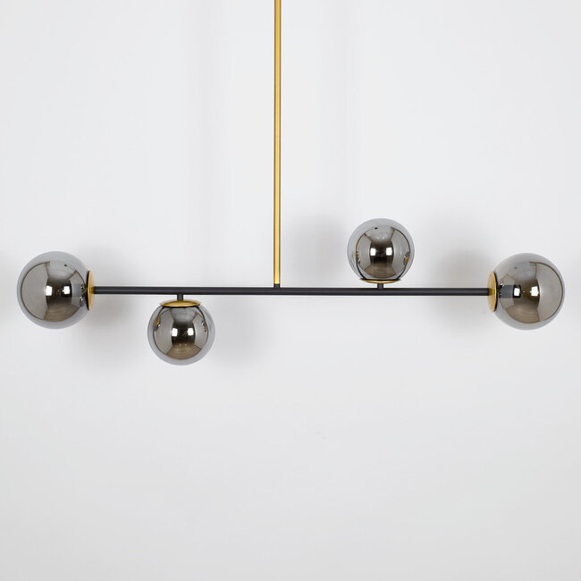 4-light designer pendant light Davy with glass globes