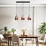 Rick pendant lamp with rose gold glass, 3-light