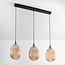 Erin 3-light pendant light with ribbed amber glass