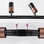 1-phase track spotlight Linn, black with dark wood-effect detail