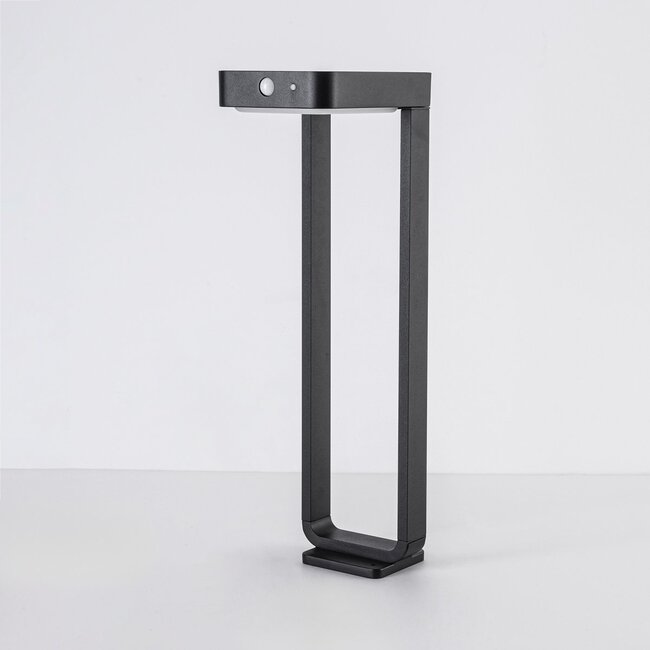 Solar outdoor floor lamp Pelle with sensor - black with integrated LED