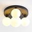 4-light ceiling light Taira with white glass globes - black