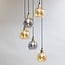 5-light pendant light Lyana with smoked and amber glass