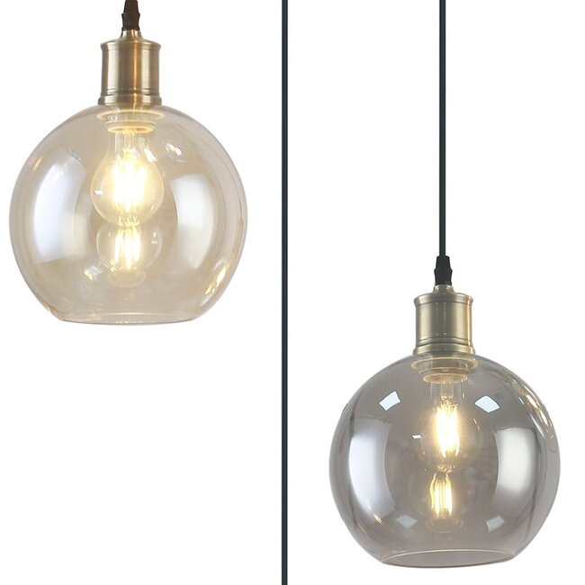 3-light pendant lamp with different coloured glass - Loiza