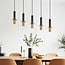 Pendant lamp Tony 5-light in white and gold
