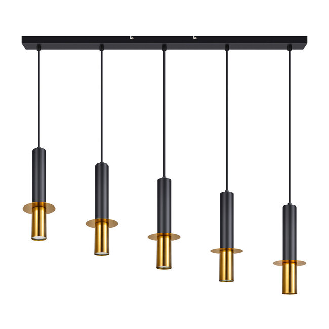 Pendant lamp Tony 5-light in white and gold