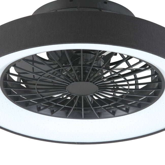 Ceiling fan Mayra with adjustable colour temperature and star effect - black