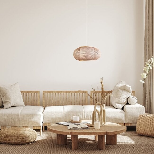 pendant light Fenna in bamboo - natural and white