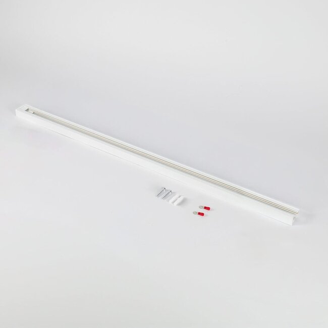 White connectable 1-phase rail, 75 cm, without connection block, with end cap