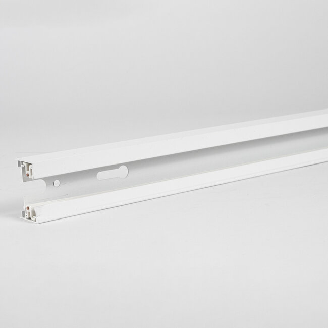 White connectable 1-phase rail, 75 cm, without connection block, with end cap