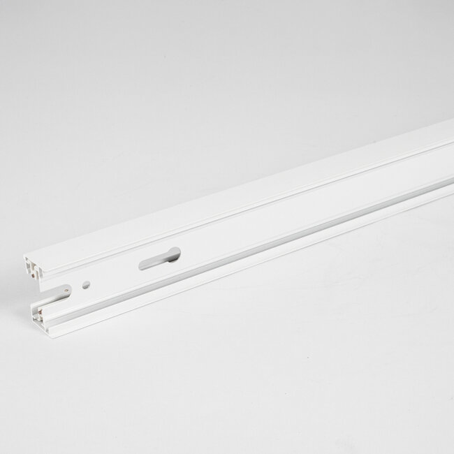 White connectable 1-phase rail, 75 cm, without connection block, with end cap
