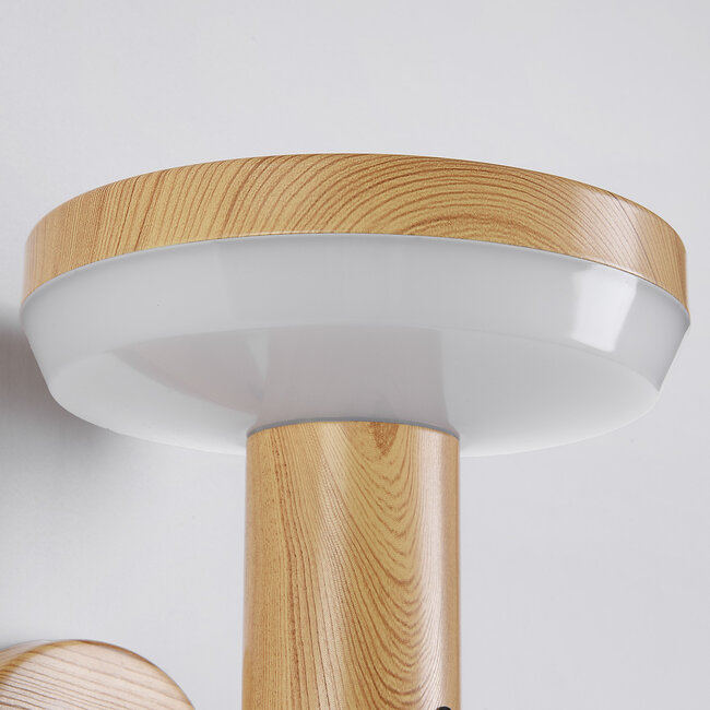 Modern solar outdoor wall light in wood effect with sensor - Dimmy