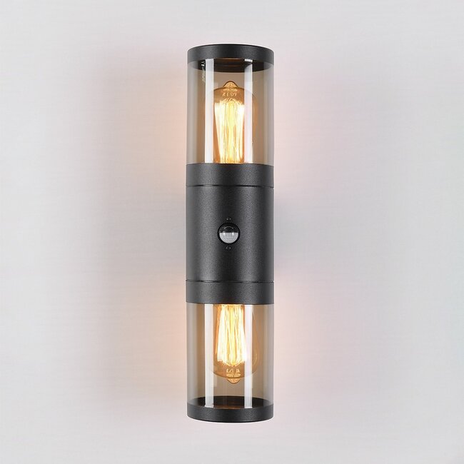 2-light outdoor wall light Calais with sensor - stainless steel