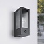 Outdoor wall light Amiens glass with ribbed detail and motion sensor