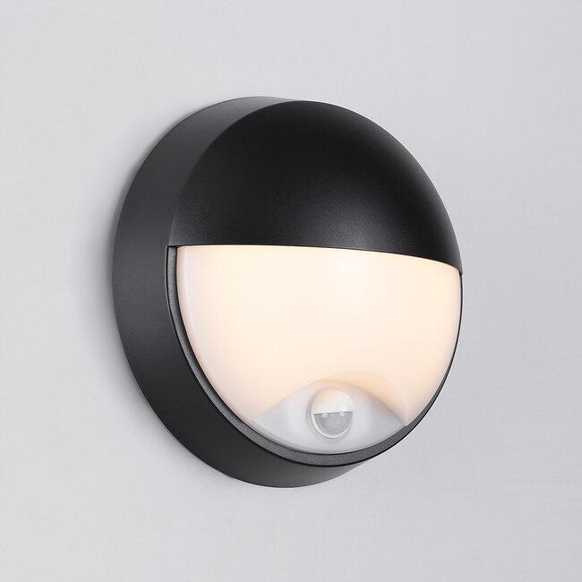 Contemporary round wall lamp with sensor