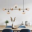 Designer pendant light Hepta with amber glass spheres