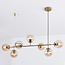 Designer pendant light Hepta with amber glass spheres