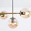 Designer pendant light Hepta with amber glass spheres