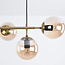 Designer pendant light Hepta with amber glass spheres